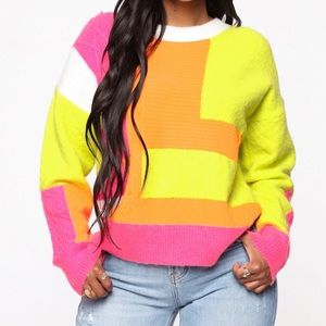 Color-block sweater , colorful sweater , vintage-inspired sweater,90’s inspired